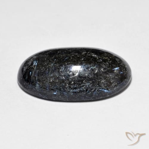 Nuummite Negro con destello azul natural de 10.77 ct, Ovalada, Opaco