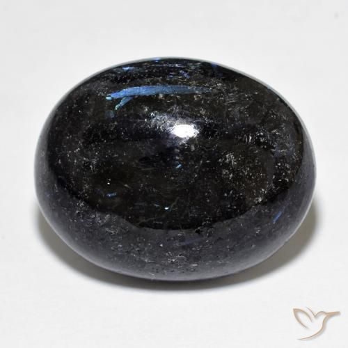 21.81ct Natural Negro con destello azul Nuummite, Ovalada, Opaco