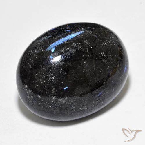 Nuummite Negro con destello azul natural de 21.81 ct, Ovalada, Opaco