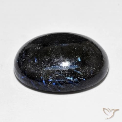Nuummite Negro con destello azul natural de 21.81 ct, Ovalada, Opaco