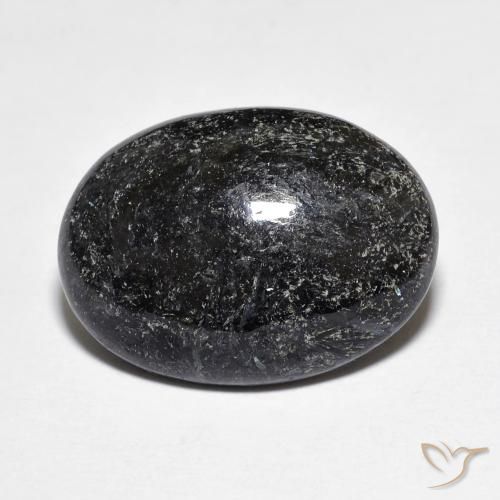 11.12ct Natural Negro con destello azul Nuummite, Ovalada, Opaco