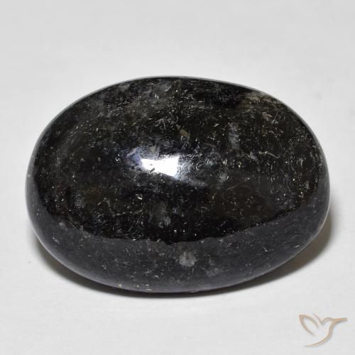 20.25ct Natural Negro con destello azul Nuummite, Ovalada, Opaco