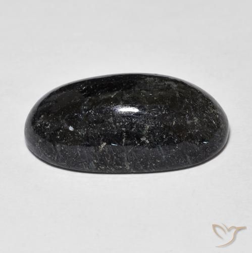 Nuummite Negro con destello azul natural de 14.55 ct, Ovalada, Opaco