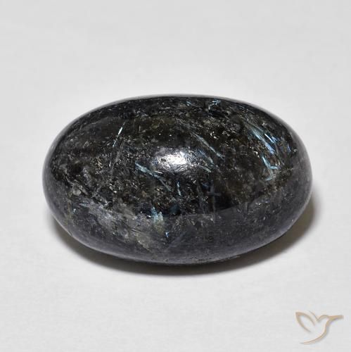 13.23ct Natural Negro con destello azul Nuummite, Ovalada, Opaco