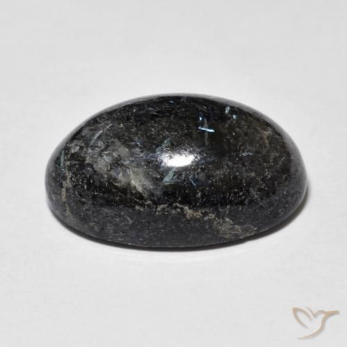 Nuummite Negro con destello azul natural de 13.23 ct, Ovalada, Opaco