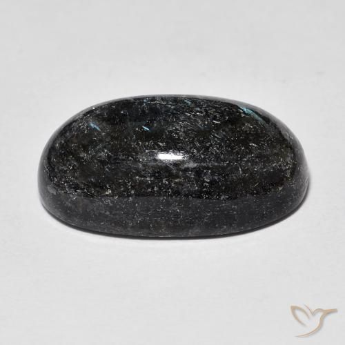 Nuummite Negro con destello azul natural de 15.01 ct, Ovalada, Opaco