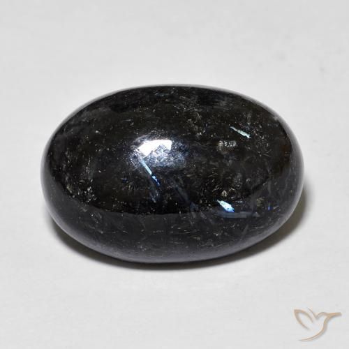 12.71ct Natural Negro con destello azul Nuummite, Ovalada, Opaco