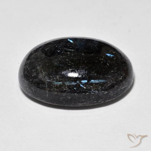 Nuummite Negro con destello azul natural de 17.50 ct, Ovalada, Opaco