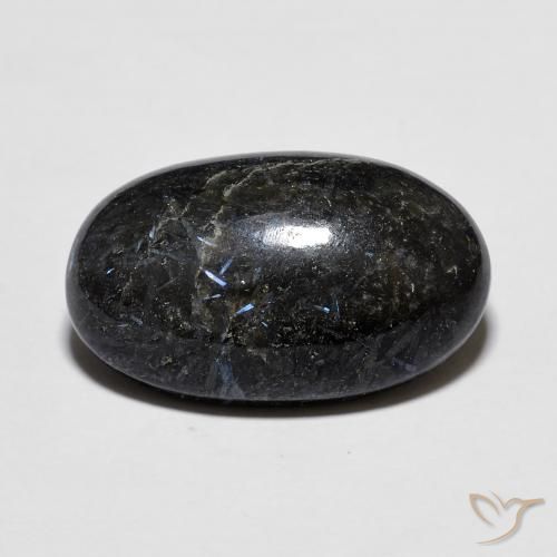 9.75ct Natural Negro con destello azul Nuummite, Ovalada, Opaco