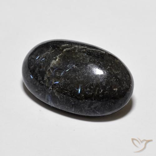 Nuummite Negro con destello azul natural de 9.75 ct, Ovalada, Opaco