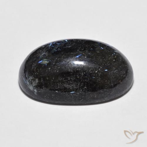 Nuummite Negro con destello azul natural de 16.43 ct, Ovalada, Opaco