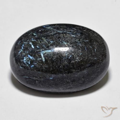 20.13ct Natural Negro con destello azul Nuummite, Ovalada, Opaco