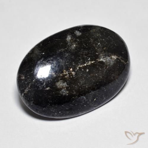 13.80ct Natural Negro con destello azul Nuummite, Ovalada, Opaco
