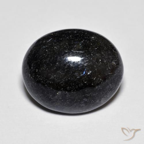 9.11ct Natural Negro con destello azul Nuummite, Ovalada, Opaco