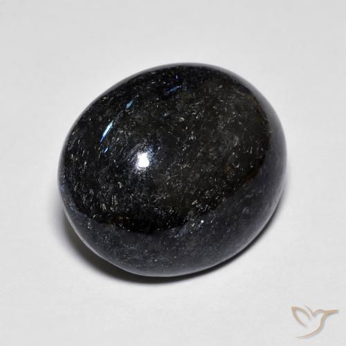 Nuummite Negro con destello azul natural de 9.11 ct, Ovalada, Opaco
