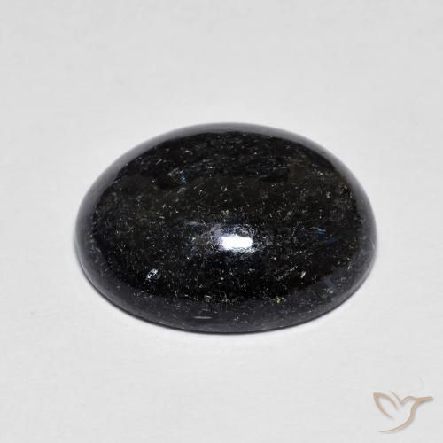 Nuummite Negro con destello azul natural de 9.11 ct, Ovalada, Opaco