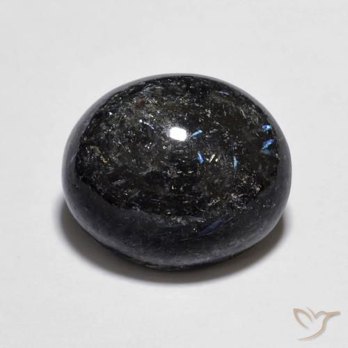 6.95ct Natural Negro con destello azul Nuummite, Ovalada, Opaco