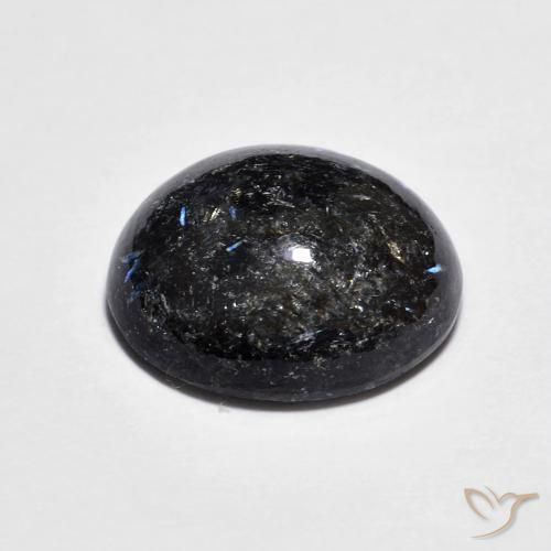 Nuummite Negro con destello azul natural de 6.95 ct, Ovalada, Opaco