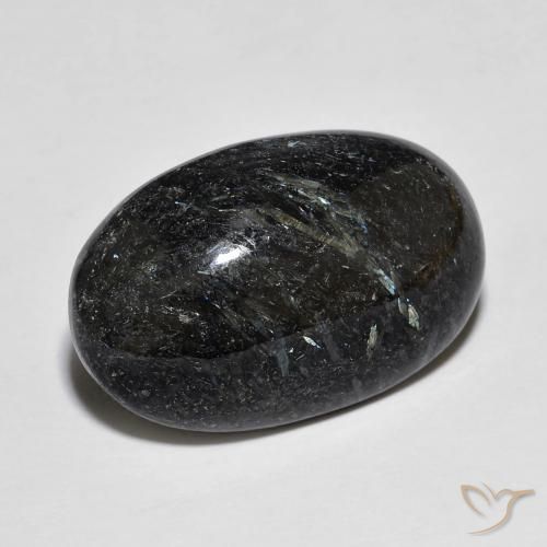 13.93ct Natural Negro con destello azul Nuummite, Ovalada, Opaco