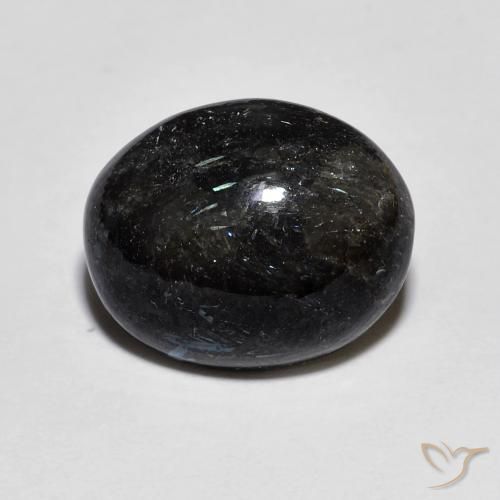 8.00ct Natural Negro con destello azul Nuummite, Ovalada, Opaco