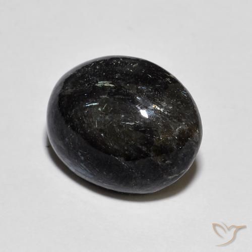 Nuummite Negro con destello azul natural de 8.00 ct, Ovalada, Opaco