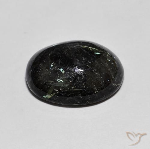 Nuummite Negro con destello azul natural de 8.00 ct, Ovalada, Opaco