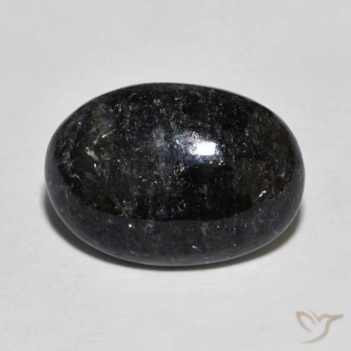 9.38ct Natural Negro con destello azul Nuummite, Ovalada, Opaco