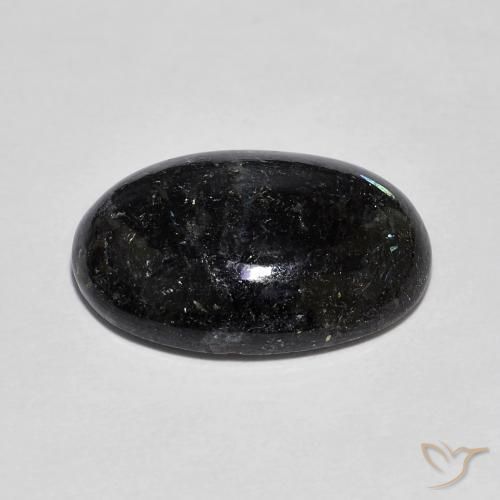 Nuummite Negro con destello azul natural de 9.38 ct, Ovalada, Opaco