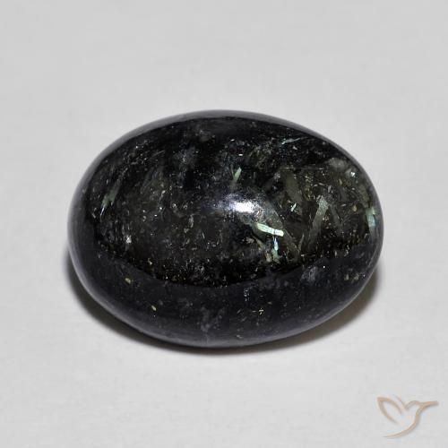 8.46ct Natural Negro con destello azul Nuummite, Ovalada, Opaco