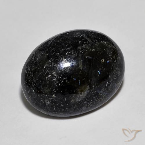 Nuummite Negro con destello azul natural de 10.82 ct, Ovalada, Opaco