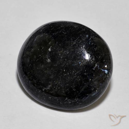 14.33ct Natural Negro con destello azul Nuummite, Ovalada, Opaco
