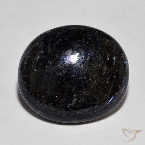 Nuummite Negro con destello azul natural de 14.33 ct, Ovalada, Opaco