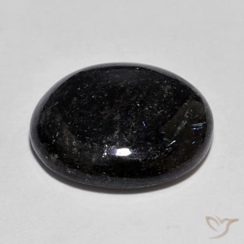 Nuummite Negro con destello azul natural de 14.33 ct, Ovalada, Opaco