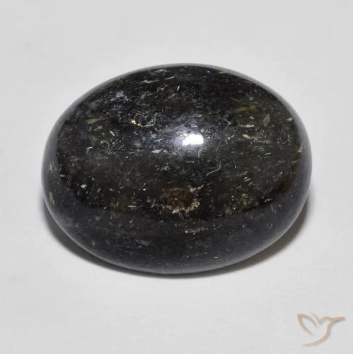 12.15ct Natural Negro con destello azul Nuummite, Ovalada, Opaco