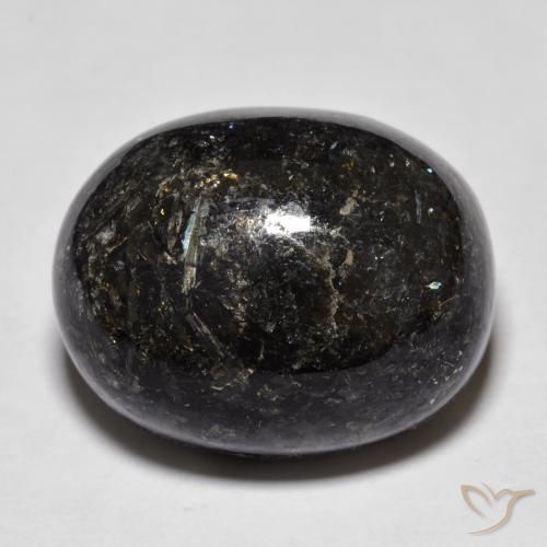27.76ct Natural Negro con destello azul Nuummite, Ovalada, Opaco