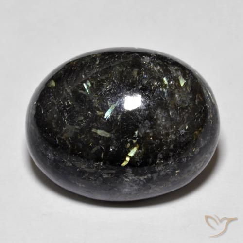22.36ct Natural Negro con destello azul Nuummite, Ovalada, Opaco