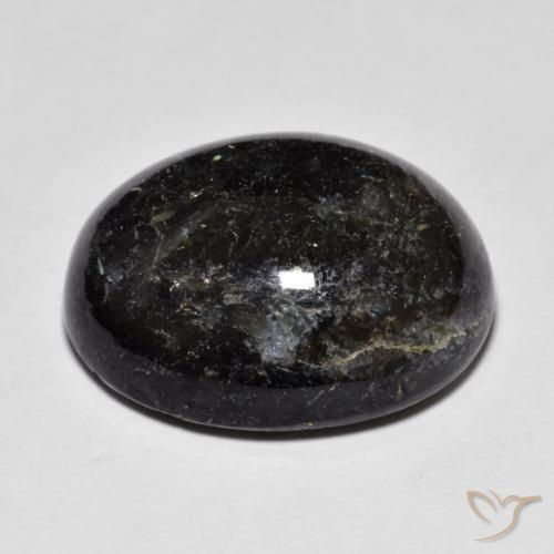 Nuummite Negro con destello azul natural de 22.36 ct, Ovalada, Opaco
