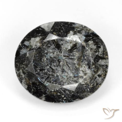 15.51ct Natural Negro con destello azul Nuummite, Ovalada, Opaco