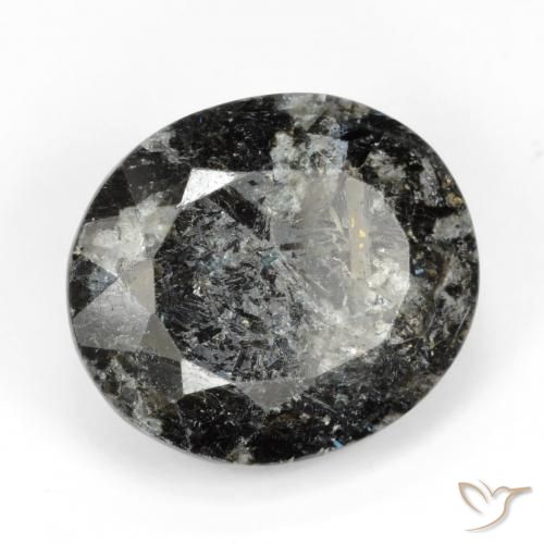 Nuummite Negro con destello azul natural de 15.51 ct, Ovalada, Opaco