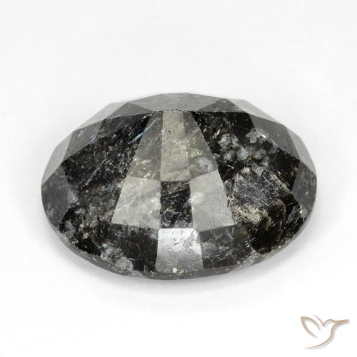 Nuummite Negro con destello azul natural de 15.51 ct, Ovalada, Opaco