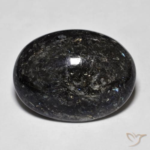 19.33ct Natural Negro con destello azul Nuummite, Ovalada, Opaco