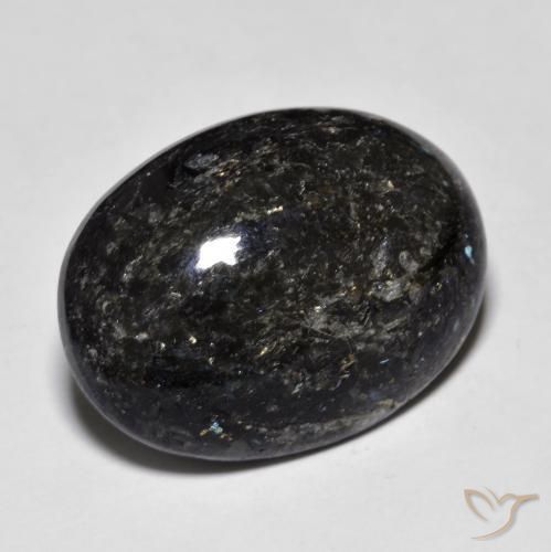 Nuummite Negro con destello azul natural de 19.33 ct, Ovalada, Opaco