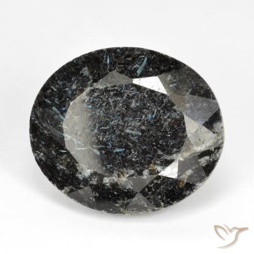 Nuummite Negro con destello azul natural de 16.58 ct, Ovalada, Opaco