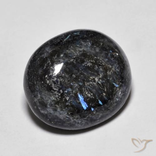 10.98ct Natural Negro con destello azul Nuummite, Ovalada, Opaco