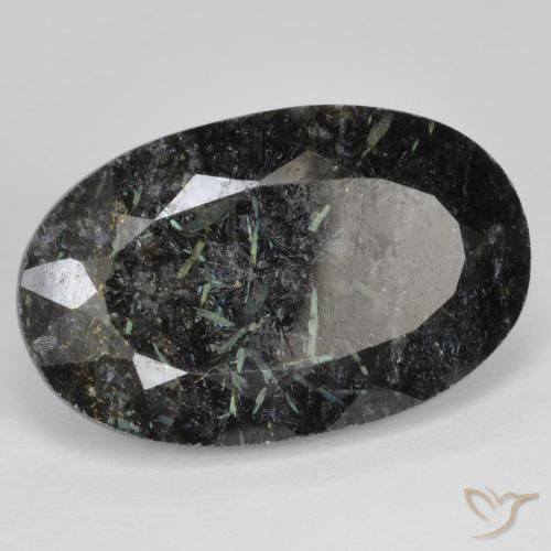 Nuummite Negro con destello azul natural de 24.90 ct, Ovalada, Opaco