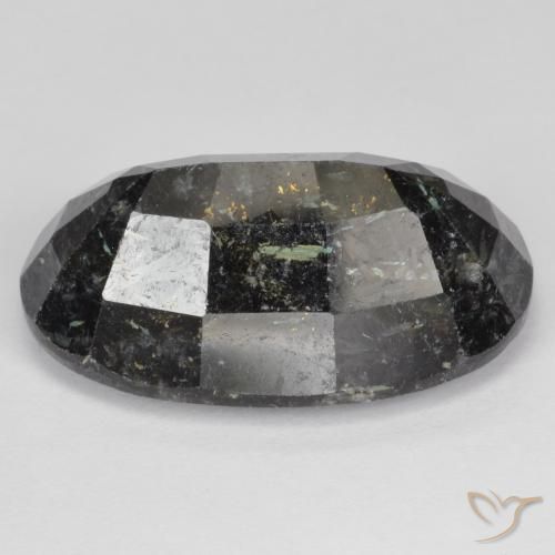 Nuummite Negro con destello azul natural de 24.90 ct, Ovalada, Opaco