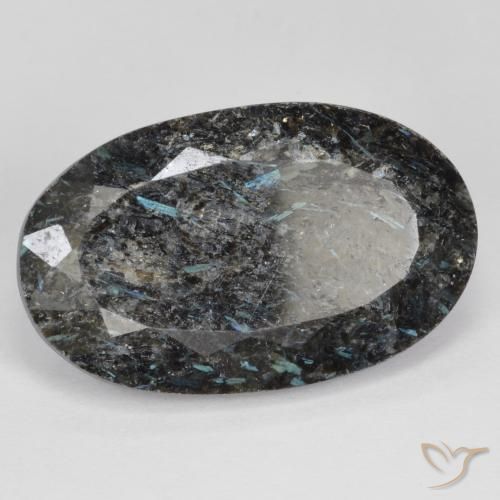 Nuummite Negro con destello azul natural de 18.82 ct, Ovalada, Opaco