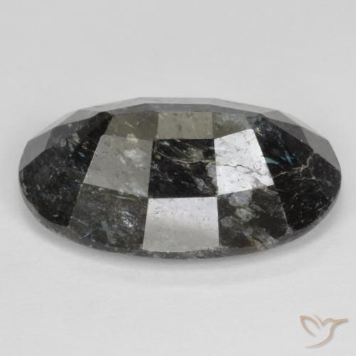 Nuummite Negro con destello azul natural de 14.70 ct, Ovalada, Opaco
