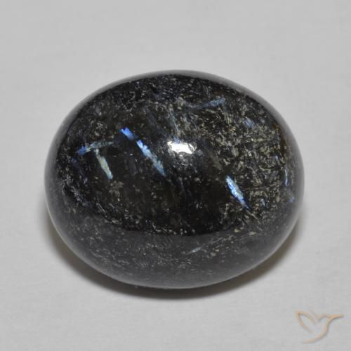 9.84ct Natural Negro con destello azul Nuummite, Ovalada, Opaco