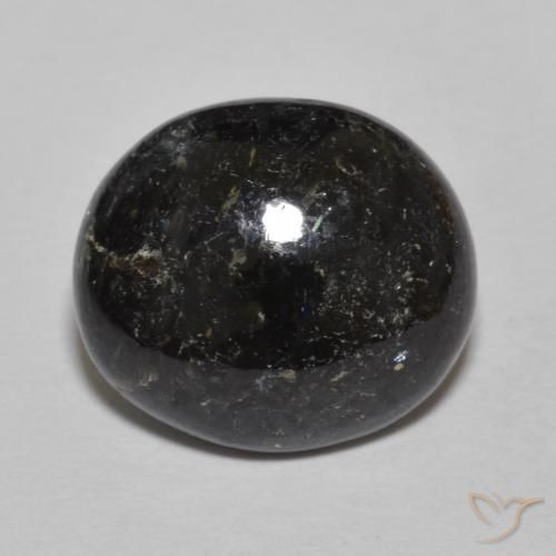 8.46ct Natural Negro con destello azul Nuummite, Ovalada, Opaco